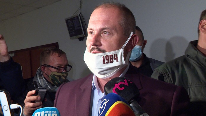 Marian Kotleba po vynesení rozsudku v kauze šeky.