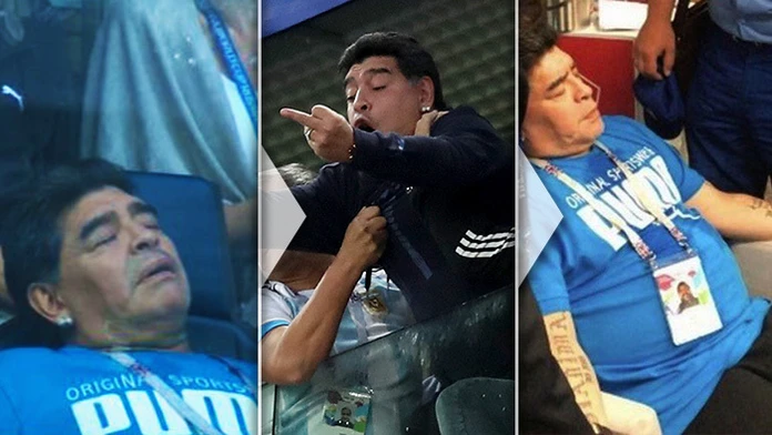 Diego Maradona počas zápasu Argentína - Nigéria.