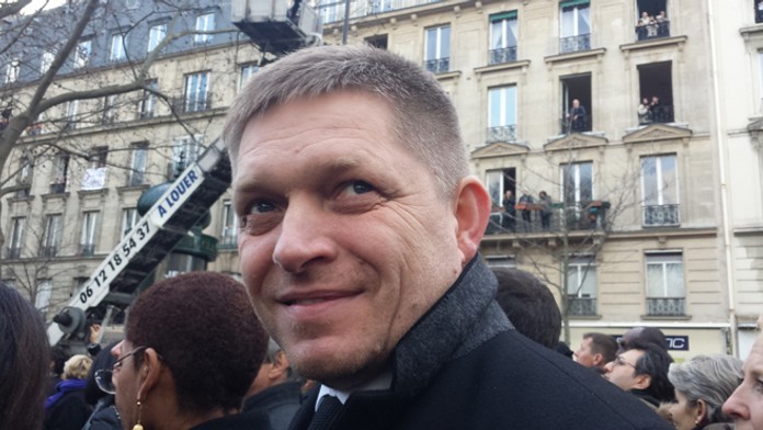 Premiér Robert Fico na pochode za obete útoku v Paríži.