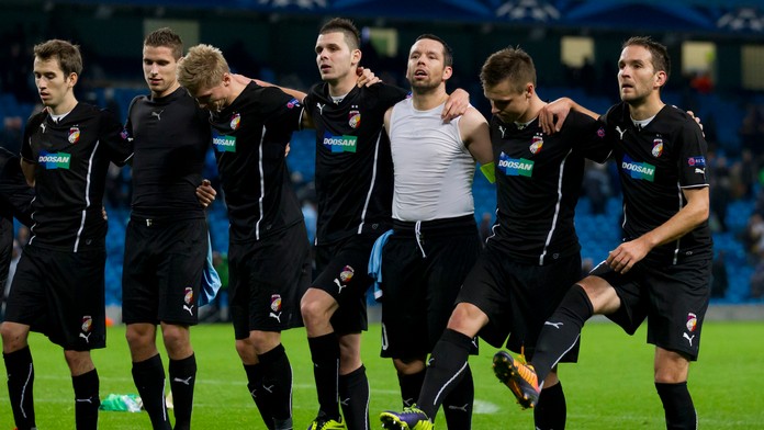 Hráči Plzne na archívnej snímke, vpravo Marek Bakoš.