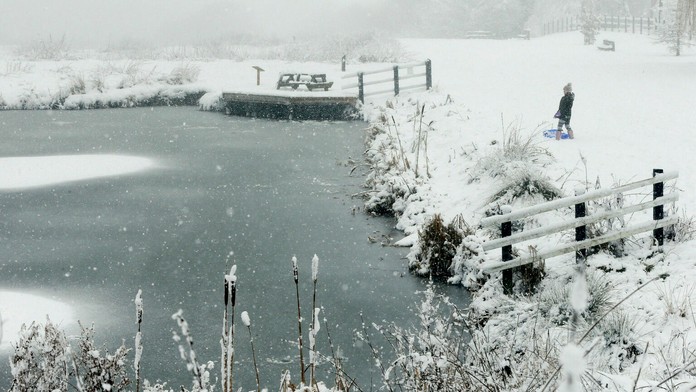 Snehový blizard v Británii