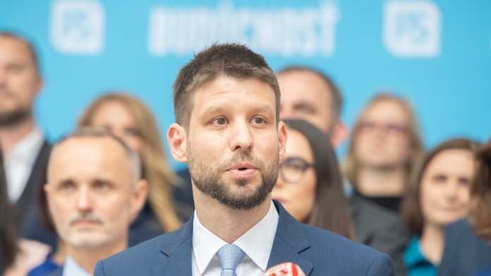 Na snímke predseda hnutia Progresívne Slovensko Michal Šimečka