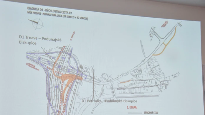Vizualizácia diaľnice D4 a rýchlostnej cesty R7. 