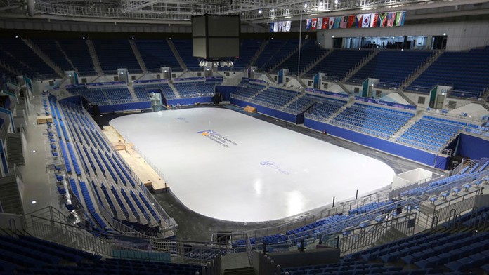 Hokejový štadión v Pjongčangu, kde sa odohrá olympijský turnaj.