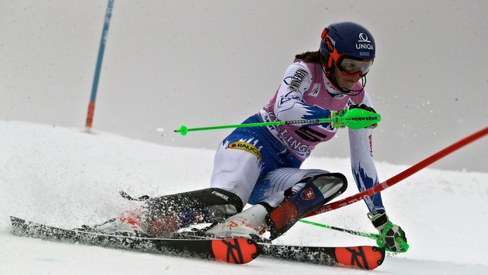 Petra Vlhová počas 1. kola slalomu Svetového pohára v americkom Killingtone.