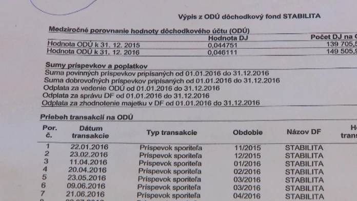 Výpis z účtu v II. pilieri