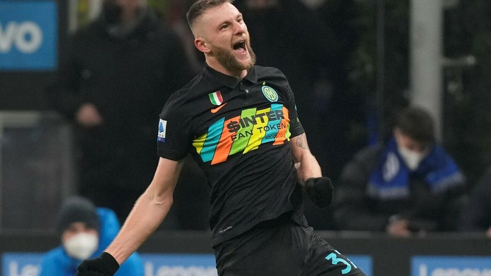 Milan Škriniar a jeho oslava víťazného gólu.