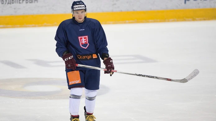 Hokejový útočník Martin Réway počas tréningu reprezentácie. 