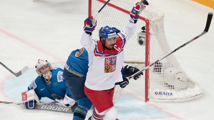 Tomáš Plekanec sa raduje z gólu v dueli MS 2016 proti Kazachstanu.