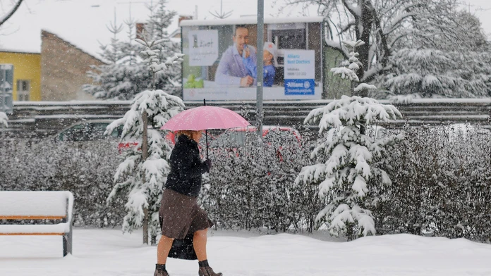 Sneženie v Poprade.