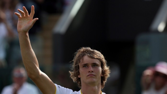 Nemec Alexander Zverev sa teší z postupu do 2. kola Wimbledonu 2017.