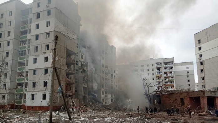 Zničené mesto Černihiv.