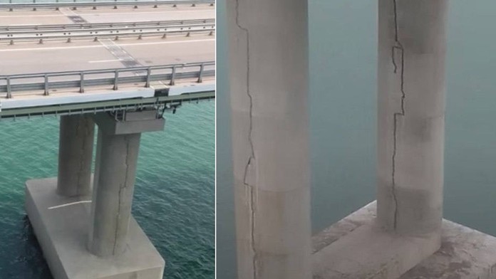 Keď počkajú, možno spadne aj sám. Praskliny na pilieroch Krymského mosta sú čoraz väčšie