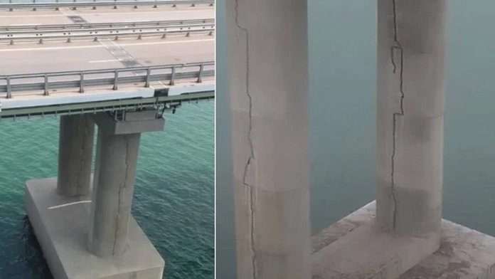 Keď počkajú, možno spadne aj sám. Praskliny na pilieroch Krymského mosta sú čoraz väčšie
