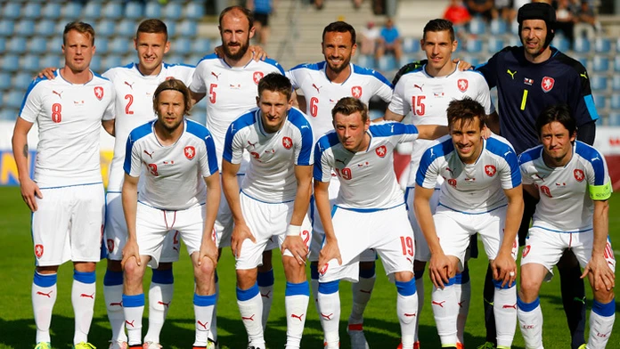 Českí futbaloví reprezentanti na archívnej snímke.