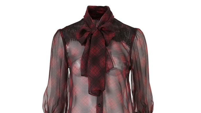 Transparentná červeno čierna blúzka