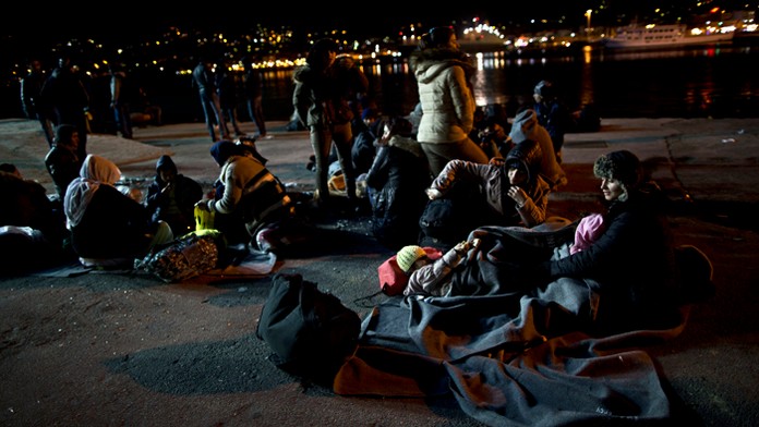 Migranti na gréckom ostrove Lesbos.