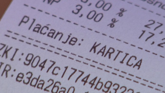 Účet z platobného terminálu v Chorvátsku.