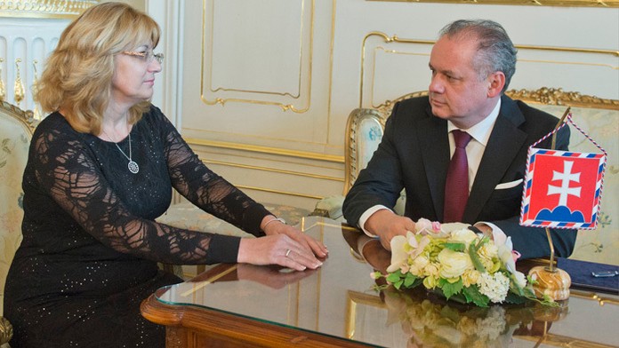 Prezident Andrej Kiska a predsedníčka Súdnej rady Jana Bajánková.