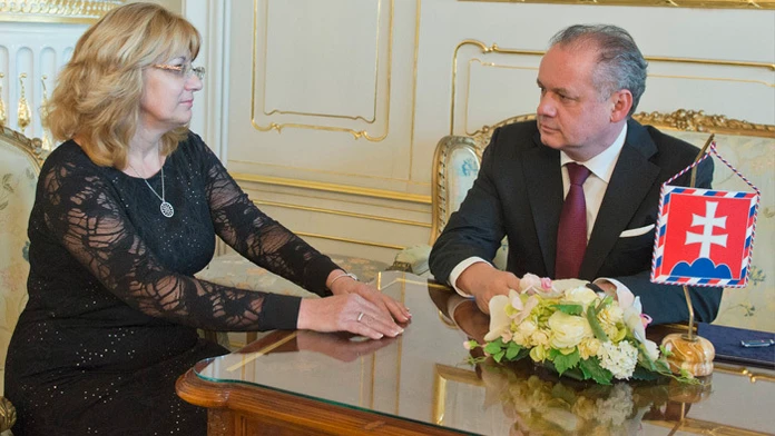 Prezident Andrej Kiska a predsedníčka Súdnej rady Jana Bajánková.