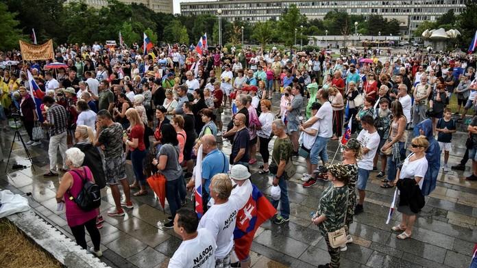 Protest na Nimestí slobody v Bratislave.