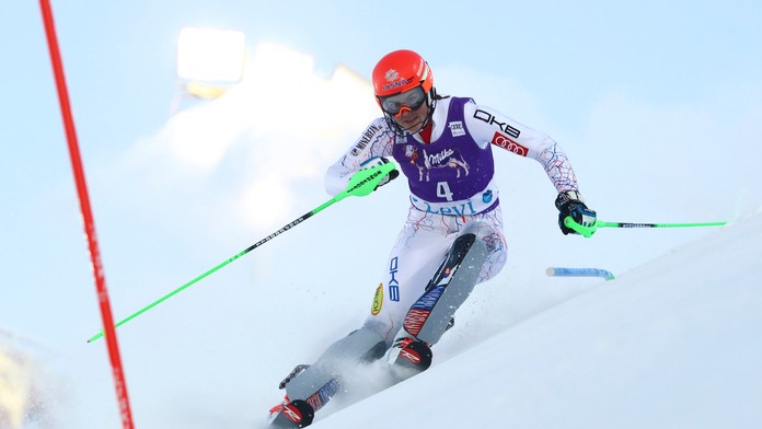 Petra Vlhová počas prvého kola slalomu Svetového pohára vo fínskom Levi
