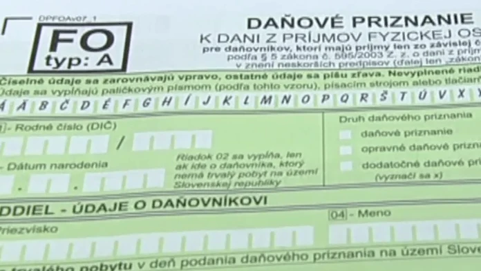 Daňové priznanie - ilustračné foto