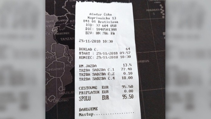 Účet za jazdu.