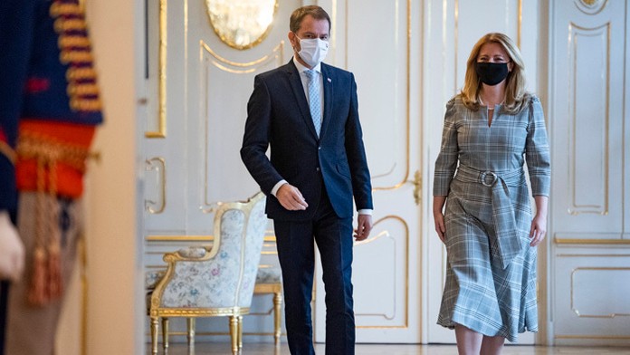 Premiér Igor Matovič a prezidentka Zuzana Čaputová.