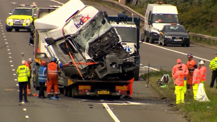 Havária na britskej diaľnici.