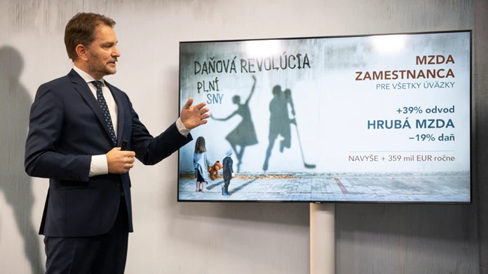 Minister financií Igor Matovič počas predstavovania zdaňovania práce.