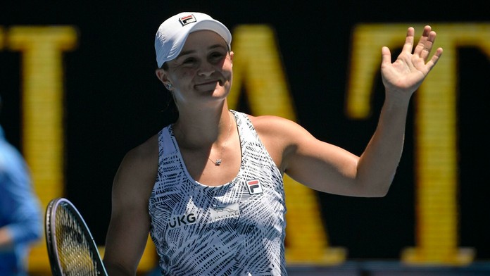 Ash Bartyová reaguje po 2. kole Australian Open 2022.
