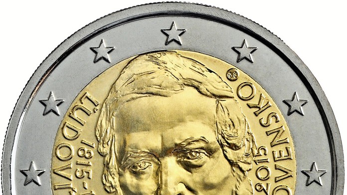 Dvojeurová minca s podobizňou Ľudovíta Štúra, ktorou budeme od októbra môcť platiť.