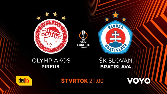 Zápas Olympiakos Pireus – ŠK Slovan Bratislava na Dajto aj VOYO