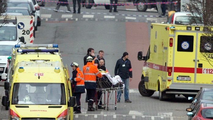 Zranení po útokoch v Bruseli.