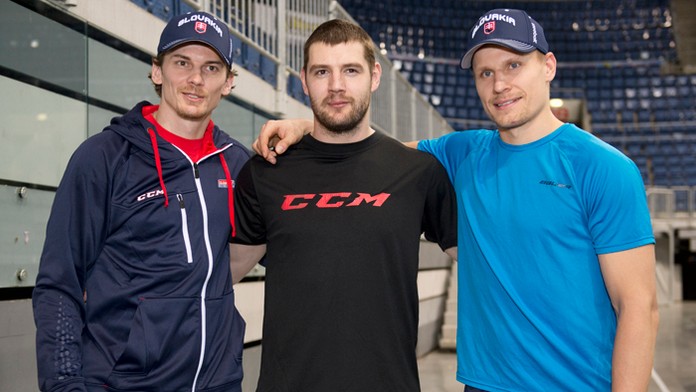 Tomáš Kopecký, Andrej Meszároš a Richard Pánik na zraze.