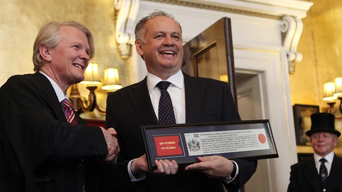 Prezident Andrej Kiska si prevzal ocenenie čestného občianstva londýnskeho City