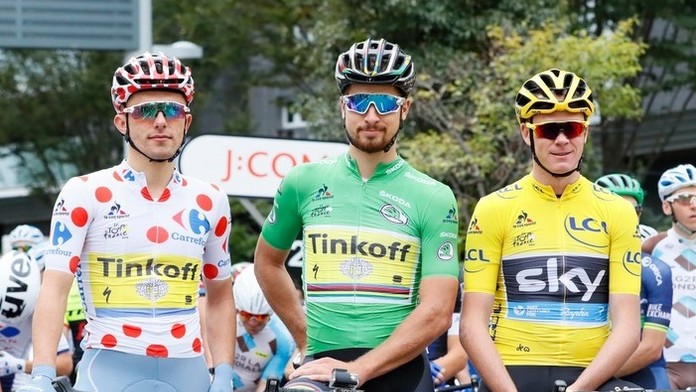 Rafal Majka, Pater Sagan a Chris Froome počas TdF 2016.