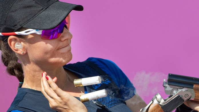 Slovenská reprezentantka v športovej streľbe Danka Barteková počas kvalifikácie v skeete žien na XXXII. letných olympijských hrá