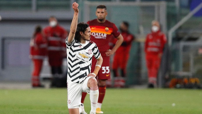 Uruguajský útočník Manchestru  Edinson Cavani.