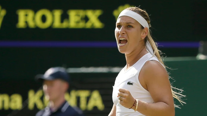 Slovenská tenistka Dominika Cibulková sa teší v 2. kole vo Wimbledone.