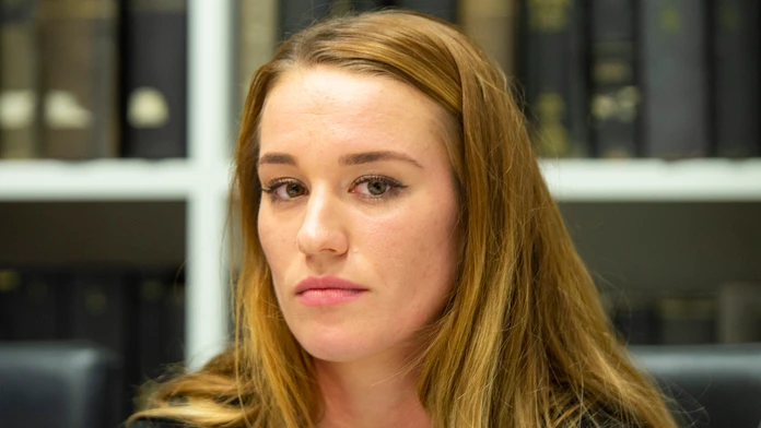 Biatlonistka Paulína Fialková počas tlačovej konferencie.