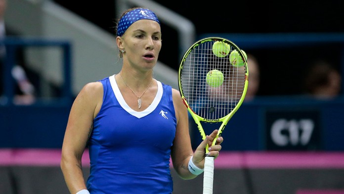 Ruska Svetlana Kuznecovová počas fedcupového zápasu proti Holandsku.