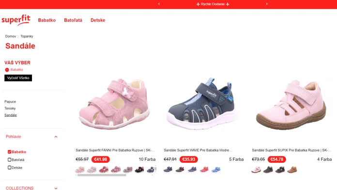 N snímke podvodný e-shop, ktorý ponúka detské topánky.