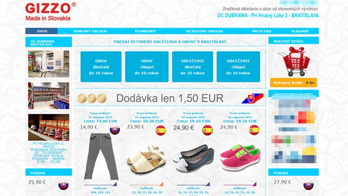 Takto vyzerá domovská stránka firmy Gizzo.