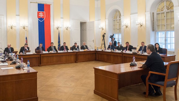 Generálny manažér hokejovej reprezentácie  Miroslav Šatan a prezident SZĽH Martin Kohút na tlačovej besede.