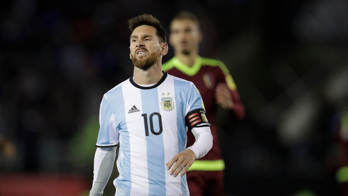 Lionel Messi počas zápasu kvalifikácie na MS 2018 Argentína - Venezuela.