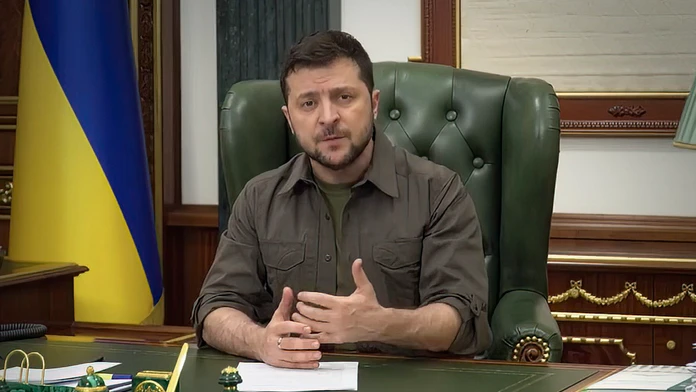 Volodymyr Zelenskyj počas prejavu.