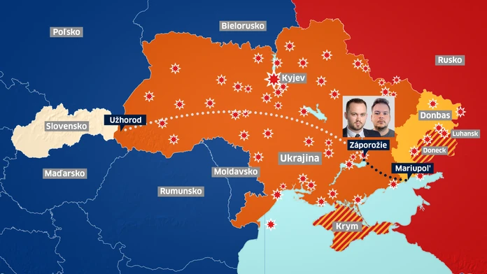 Mapa cesty nášho štábu.