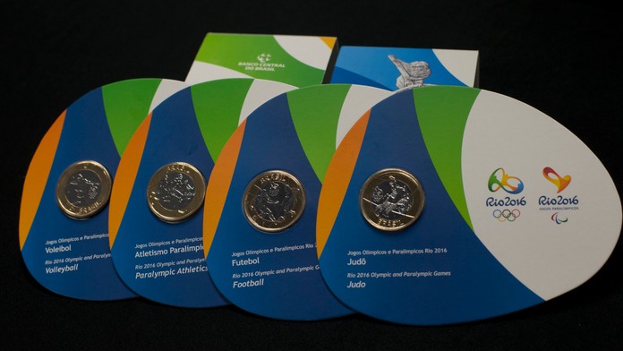 Pamätná minca prezentácia LOH OH 2016 v Brazílii.